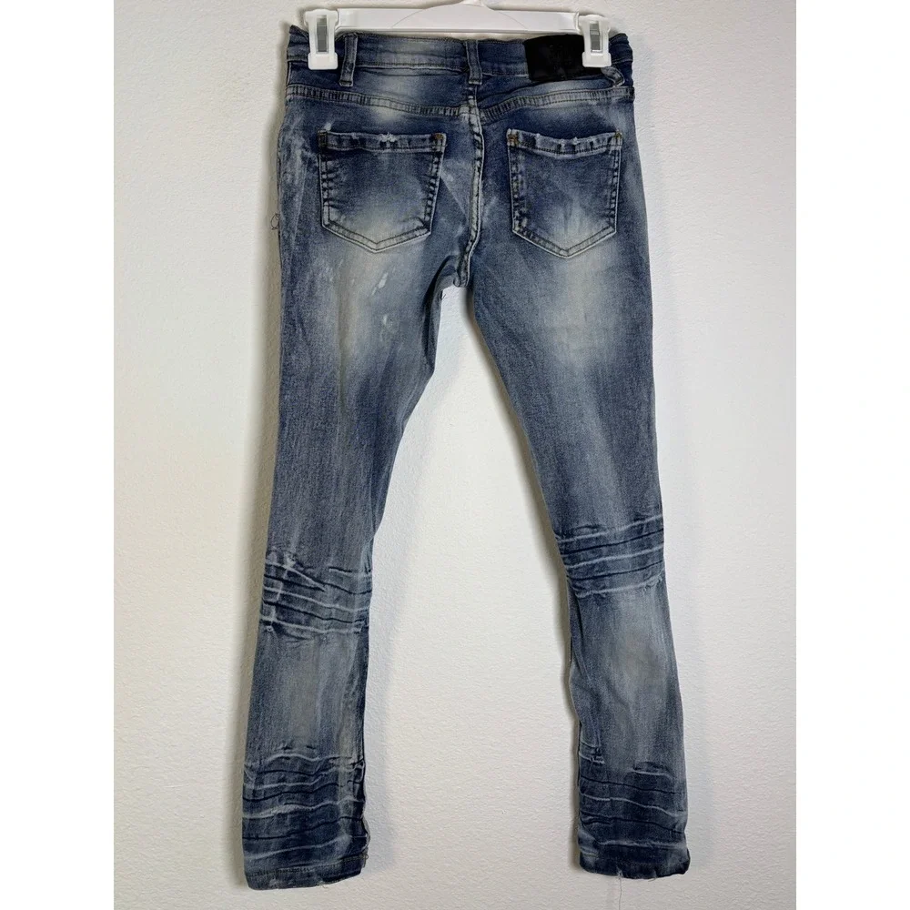 Evolution In Design Boys Size 14 Seattle Distressed Moto Jeans Orange Patches